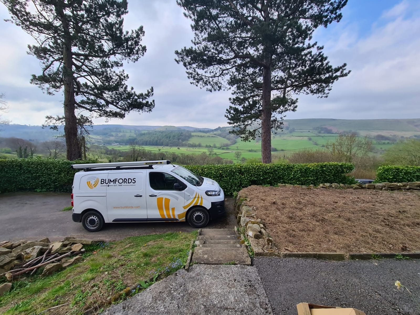 Bumfords service vehicle visiting a rural customer property